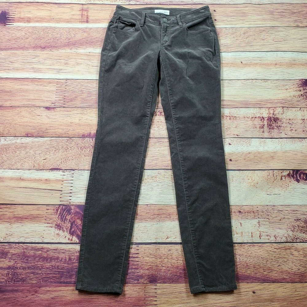 CC - Ann Taylor Loft Curvy Skinny Corduroy Pants Women 0 Solid Dark Brown